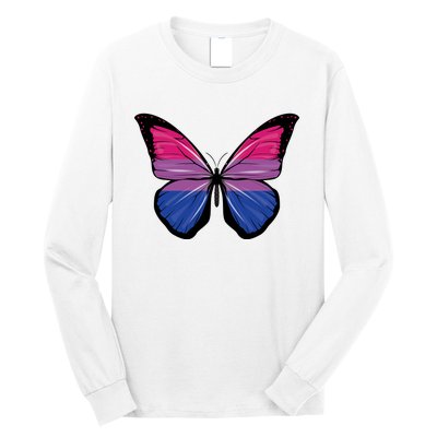 Bisexual Butterfly Hypolimnas Bi Pride Flag Long Sleeve Shirt