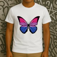 Bisexual Butterfly Hypolimnas Bi Pride Flag T-Shirt