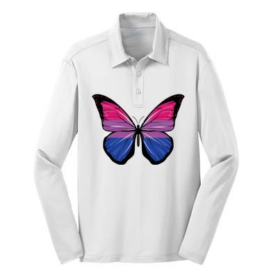 Bisexual Butterfly Hypolimnas Bi Pride Flag Silk Touch Performance Long Sleeve Polo