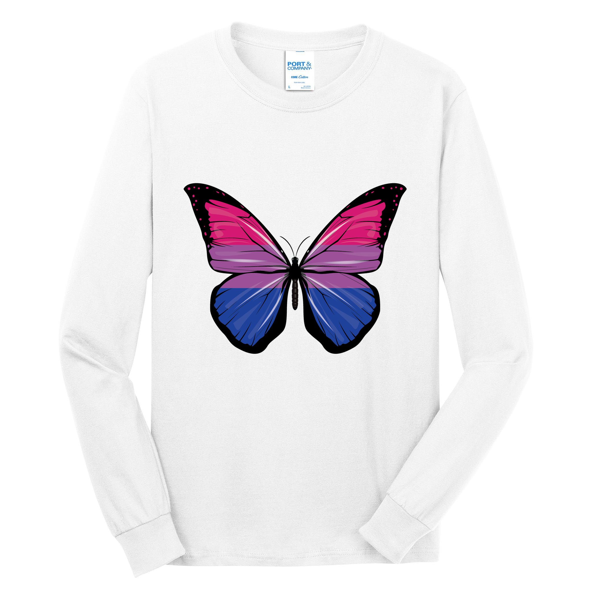 Bisexual Butterfly Hypolimnas Bi Pride Flag Tall Long Sleeve T-Shirt