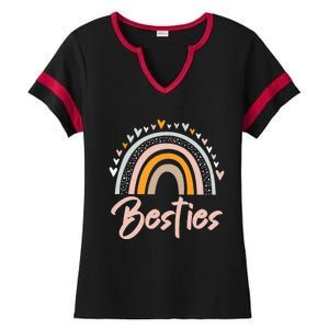 Besties BFF Heart Best Friends Bestie Ladies Halftime Notch Neck Tee