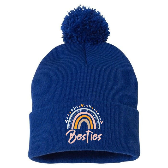 Besties BFF Heart Best Friends Bestie Pom Pom 12in Knit Beanie