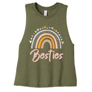 Besties BFF Heart Best Friends Bestie Women's Racerback Cropped Tank