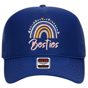 Besties BFF Heart Best Friends Bestie High Crown Mesh Back Trucker Hat