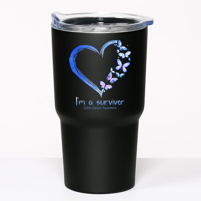 Blue Butterfly Heart Im A Survivor Colon Cancer Awareness Tumbler