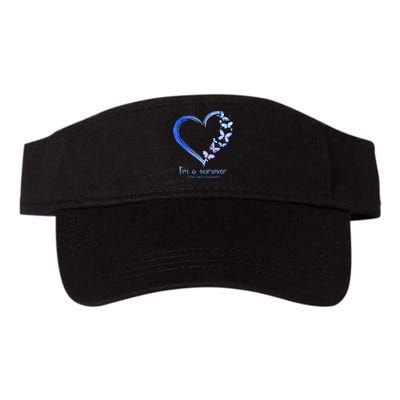 Blue Butterfly Heart Im A Survivor Colon Cancer Awareness Valucap Bio-Washed Visor