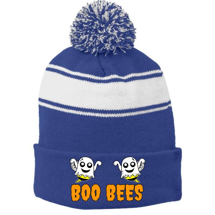 Boo Bees Halloween Ghost Gift Stripe Pom Pom Beanie