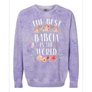 Best Babcia In The World Polish Grandma Floral Mother's Day Colorblast Crewneck Sweatshirt