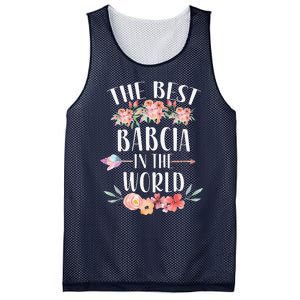 Best Babcia In The World Polish Grandma Floral Mother's Day Mesh Reversible Basketball Jersey Tank