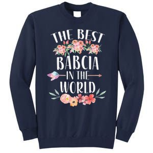 Best Babcia In The World Polish Grandma Floral Mother's Day Tall Sweatshirt