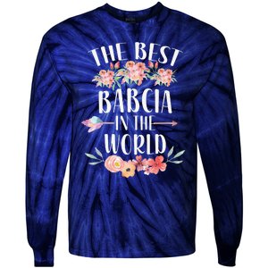 Best Babcia In The World Polish Grandma Floral Mother's Day Tie-Dye Long Sleeve Shirt