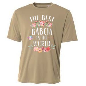 Best Babcia In The World Polish Grandma Floral Mother's Day Cooling Performance Crew T-Shirt