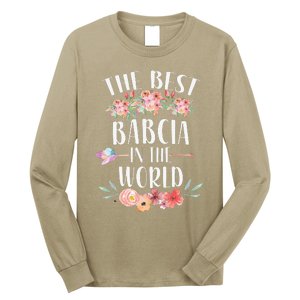 Best Babcia In The World Polish Grandma Floral Mother's Day Long Sleeve Shirt