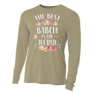 Best Babcia In The World Polish Grandma Floral Mother's Day Cooling Performance Long Sleeve Crew