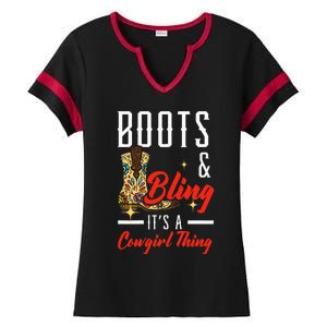 Boots & Bling ItS A Cowgirl Thing Rodeo Western Country Ladies Halftime Notch Neck Tee