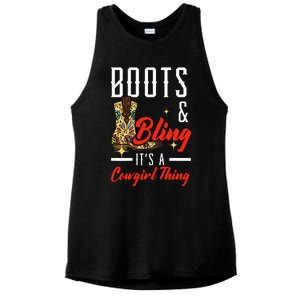 Boots & Bling ItS A Cowgirl Thing Rodeo Western Country Ladies PosiCharge Tri-Blend Wicking Tank