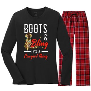 Boots & Bling ItS A Cowgirl Thing Rodeo Western Country Women's Long Sleeve Flannel Pajama Set 