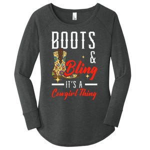 Boots & Bling ItS A Cowgirl Thing Rodeo Western Country Women's Perfect Tri Tunic Long Sleeve Shirt