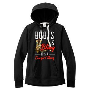 Boots & Bling ItS A Cowgirl Thing Rodeo Western Country Women's Fleece Hoodie