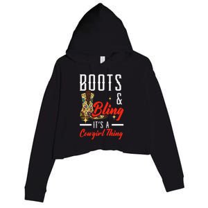 Boots & Bling ItS A Cowgirl Thing Rodeo Western Country Crop Fleece Hoodie