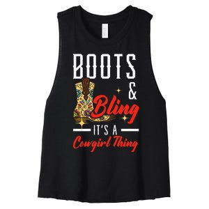 Boots & Bling ItS A Cowgirl Thing Rodeo Western Country Women's Racerback Cropped Tank