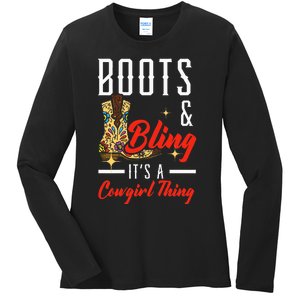 Boots & Bling ItS A Cowgirl Thing Rodeo Western Country Ladies Long Sleeve Shirt