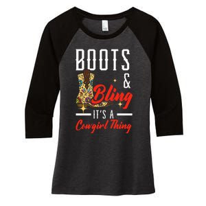 Boots & Bling ItS A Cowgirl Thing Rodeo Western Country Women's Tri-Blend 3/4-Sleeve Raglan Shirt