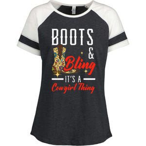 Boots & Bling ItS A Cowgirl Thing Rodeo Western Country Enza Ladies Jersey Colorblock Tee