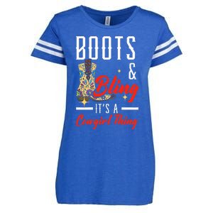 Boots & Bling ItS A Cowgirl Thing Rodeo Western Country Enza Ladies Jersey Football T-Shirt