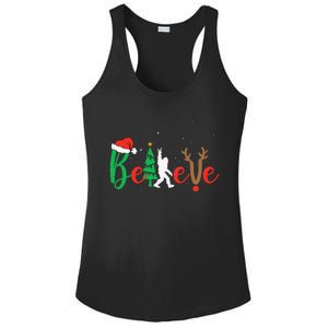 Bigfoot Believe In Christmas Funny Sasquatch Xmas Pajamas Ladies PosiCharge Competitor Racerback Tank