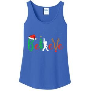 Bigfoot Believe In Christmas Funny Sasquatch Xmas Pajamas Ladies Essential Tank