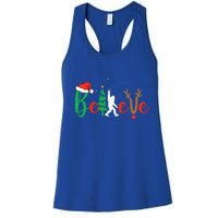 Bigfoot Believe In Christmas Funny Sasquatch Xmas Pajamas Women's Racerback Tank