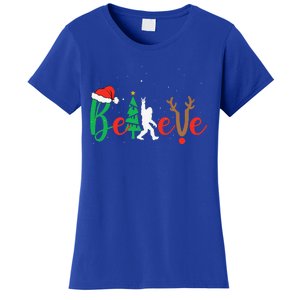 Bigfoot Believe In Christmas Funny Sasquatch Xmas Pajamas Women's T-Shirt