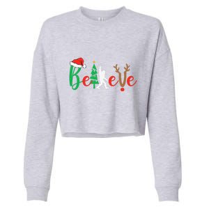 Bigfoot Believe In Christmas Funny Sasquatch Xmas Pajamas Cropped Pullover Crew