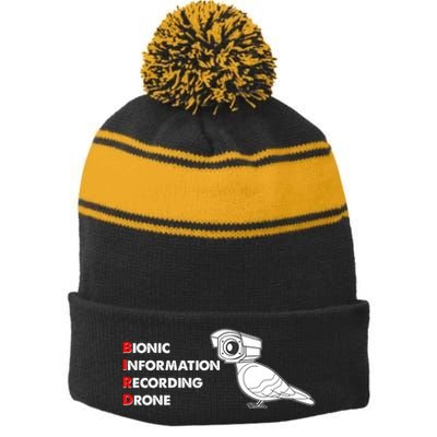 BIRD Bionic Information Recording Drone Stripe Pom Pom Beanie