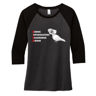 BIRD Bionic Information Recording Drone Women's Tri-Blend 3/4-Sleeve Raglan Shirt