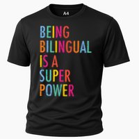 Being Bilingual Is A Super Power Teacher Cooling Performance Crew T-Shirt