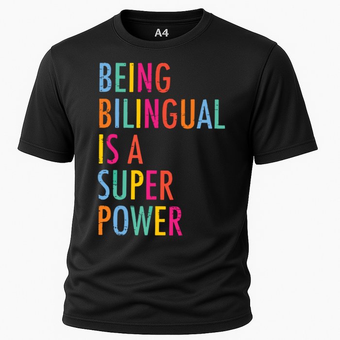 Being Bilingual Is A Super Power Teacher Cooling Performance Crew T-Shirt