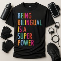Being Bilingual Is A Super Power Teacher Cooling Performance Crew T-Shirt