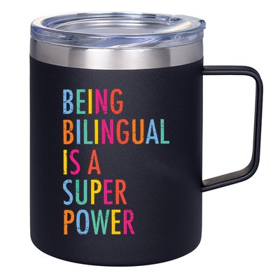 Being Bilingual Is A Super Power Teacher 12oz Stainless Steel Coffee Mug
