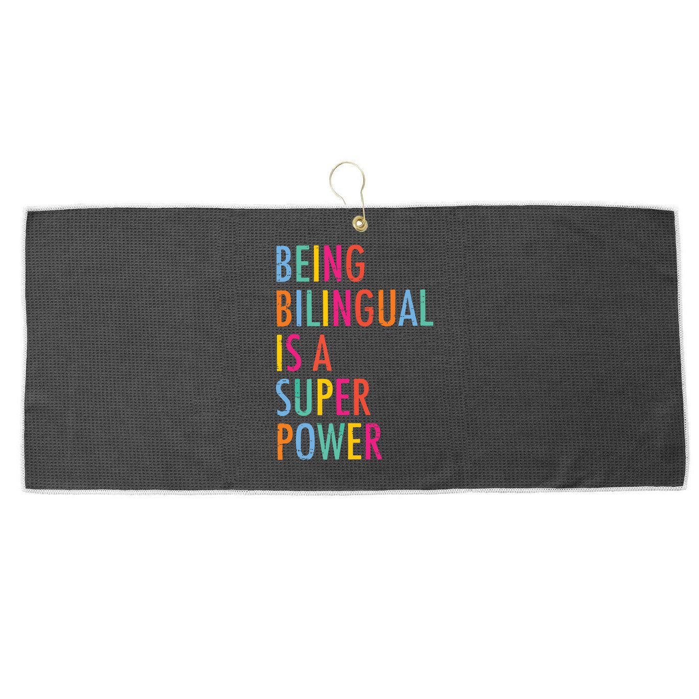 Being Bilingual Is A Super Power Teacher Large Microfiber Waffle Golf Towel