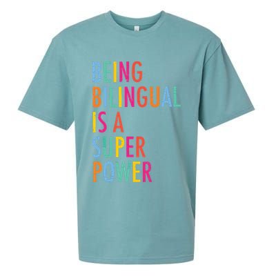 Being Bilingual Is A Super Power Teacher Sueded Cloud Jersey T-Shirt