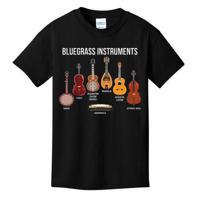 Banjo Bluegrass Instruments Vintage Music Fans Banjo Player Kids T-Shirt