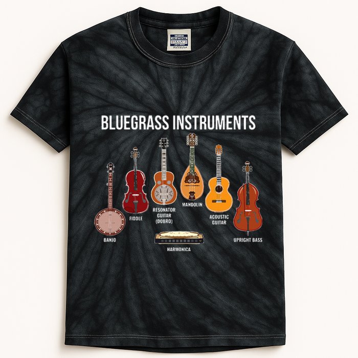 Banjo Bluegrass Instruments Vintage Music Fans Banjo Player Kids Tie-Dye T-Shirt