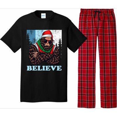 Bigfoot Believe In Christmas Sasquatch Funny Xmas Gift Pajama Set