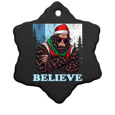 Bigfoot Believe In Christmas Sasquatch Funny Xmas Gift Ceramic Star Ornament