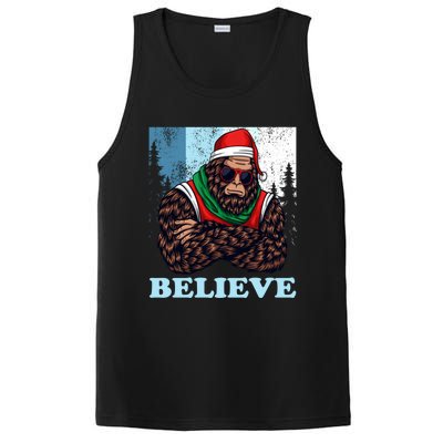 Bigfoot Believe In Christmas Sasquatch Funny Xmas Gift PosiCharge Competitor Tank