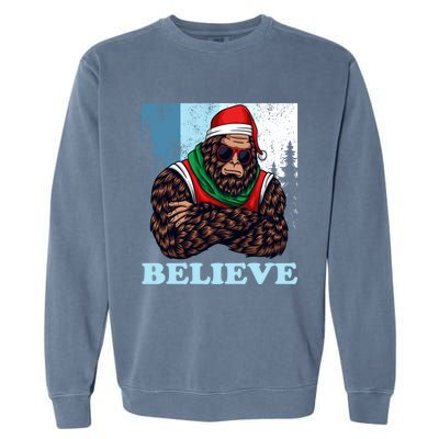 Bigfoot Believe In Christmas Sasquatch Funny Xmas Gift Garment-Dyed Sweatshirt