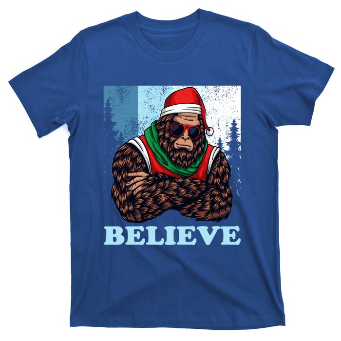 Bigfoot Believe In Christmas Sasquatch Funny Xmas Gift T-Shirt