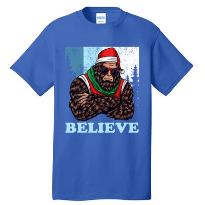 Bigfoot Believe In Christmas Sasquatch Funny Xmas Gift Tall T-Shirt